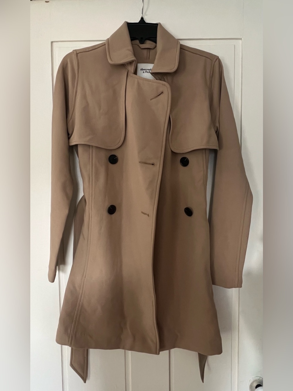 Abercrombie & Fitch Tan Double-Breasted Trench Coat